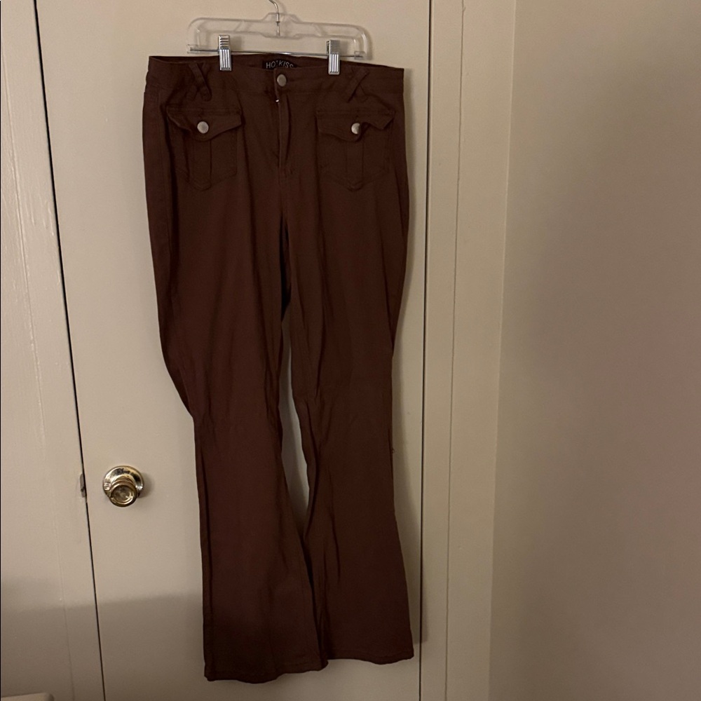 Hot Kiss Brown Boot-Cut Wide-Leg Pants
